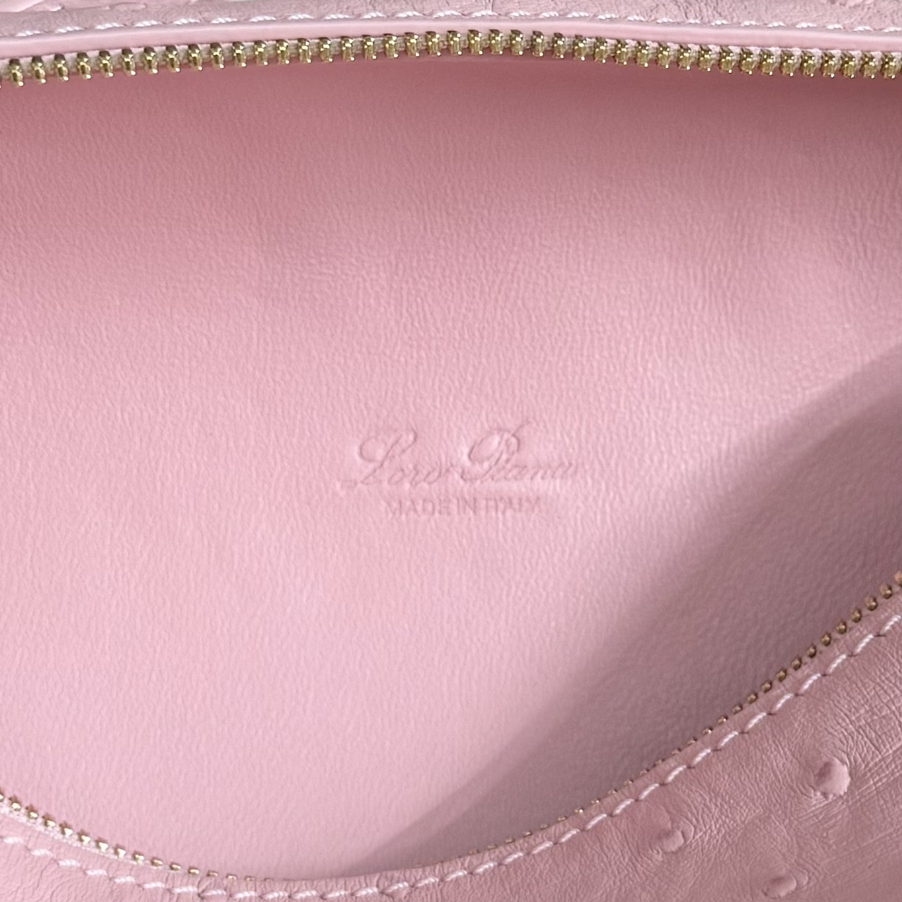 Loro Piana Extra Pocket L19 Ostrich-grained Leather 11 x 19 x 6.5 cm