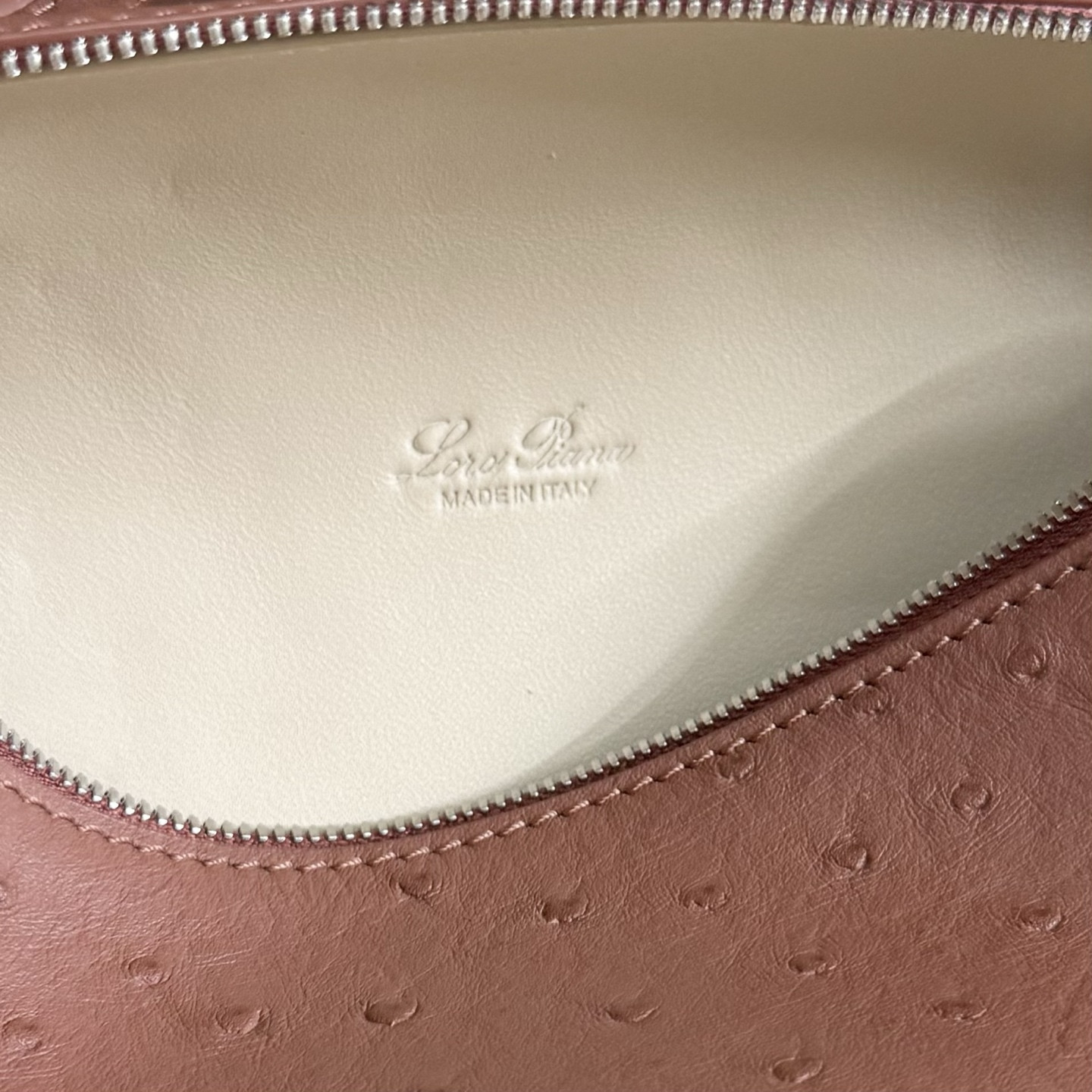 Loro Piana Extra Pocket L19 Ostrich-grained Leather 11 x 19 x 6.5 cm