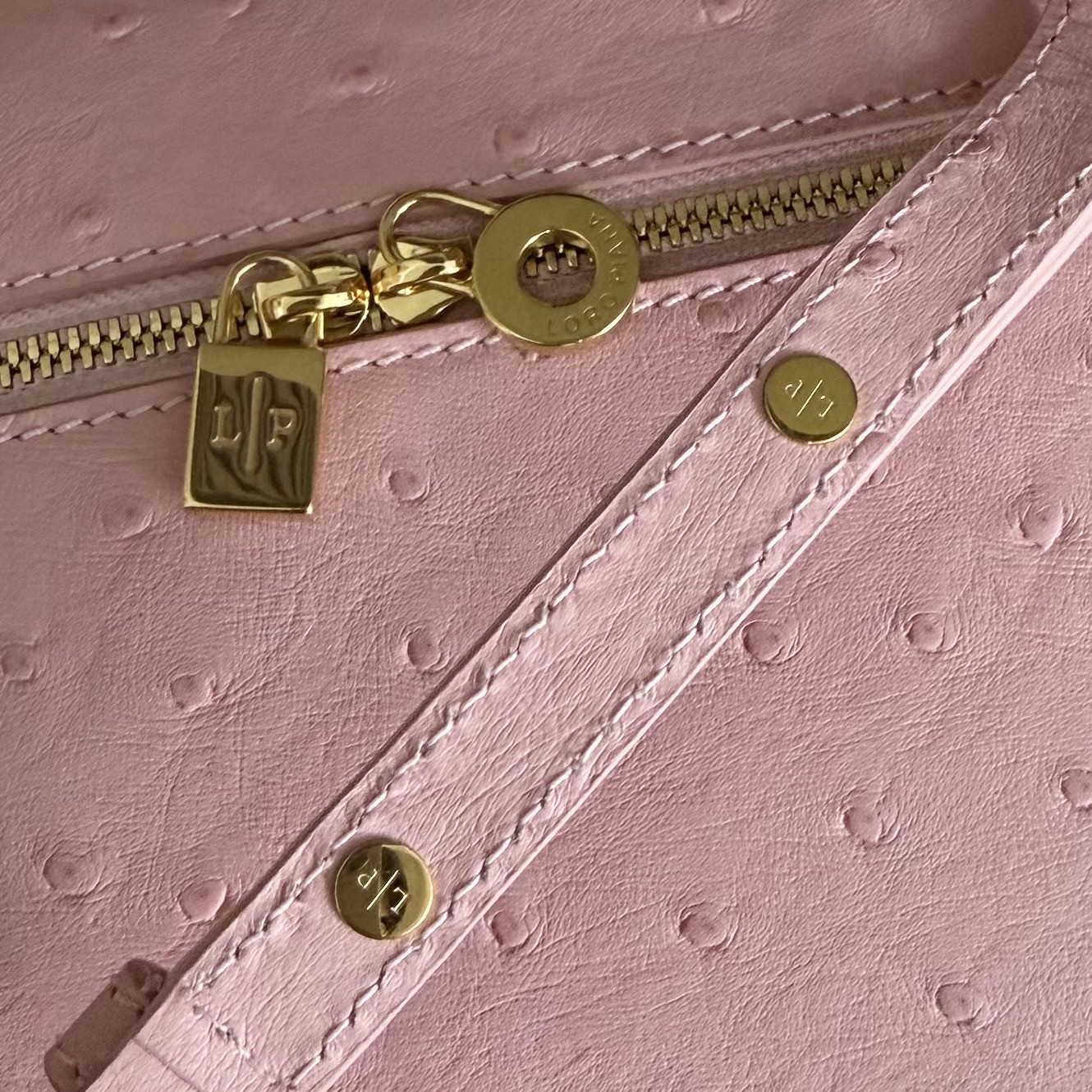 Loro Piana Extra Pocket L27 Ostrich-grained Leather 16x27x10cm