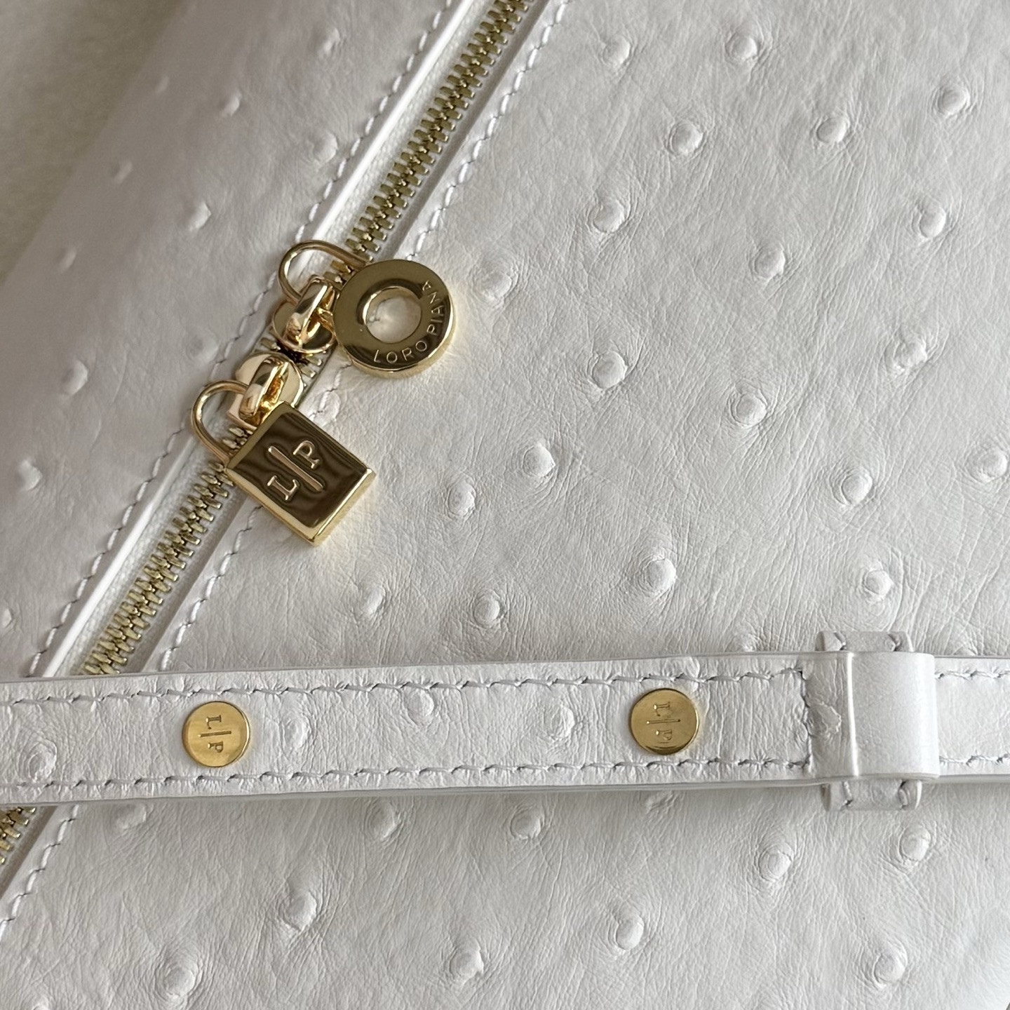 Loro Piana Extra Pocket L27 Ostrich-grained Leather 16x27x10cm