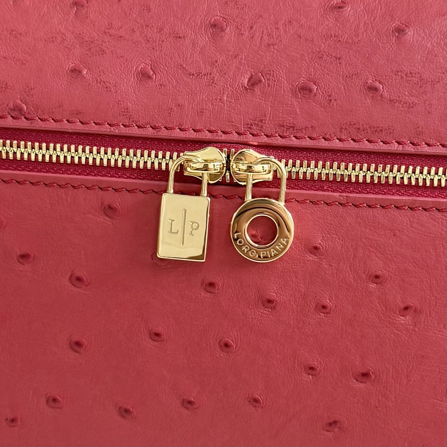 Loro Piana Extra Pocket L27 Ostrich-grained Leather 16x27x10cm