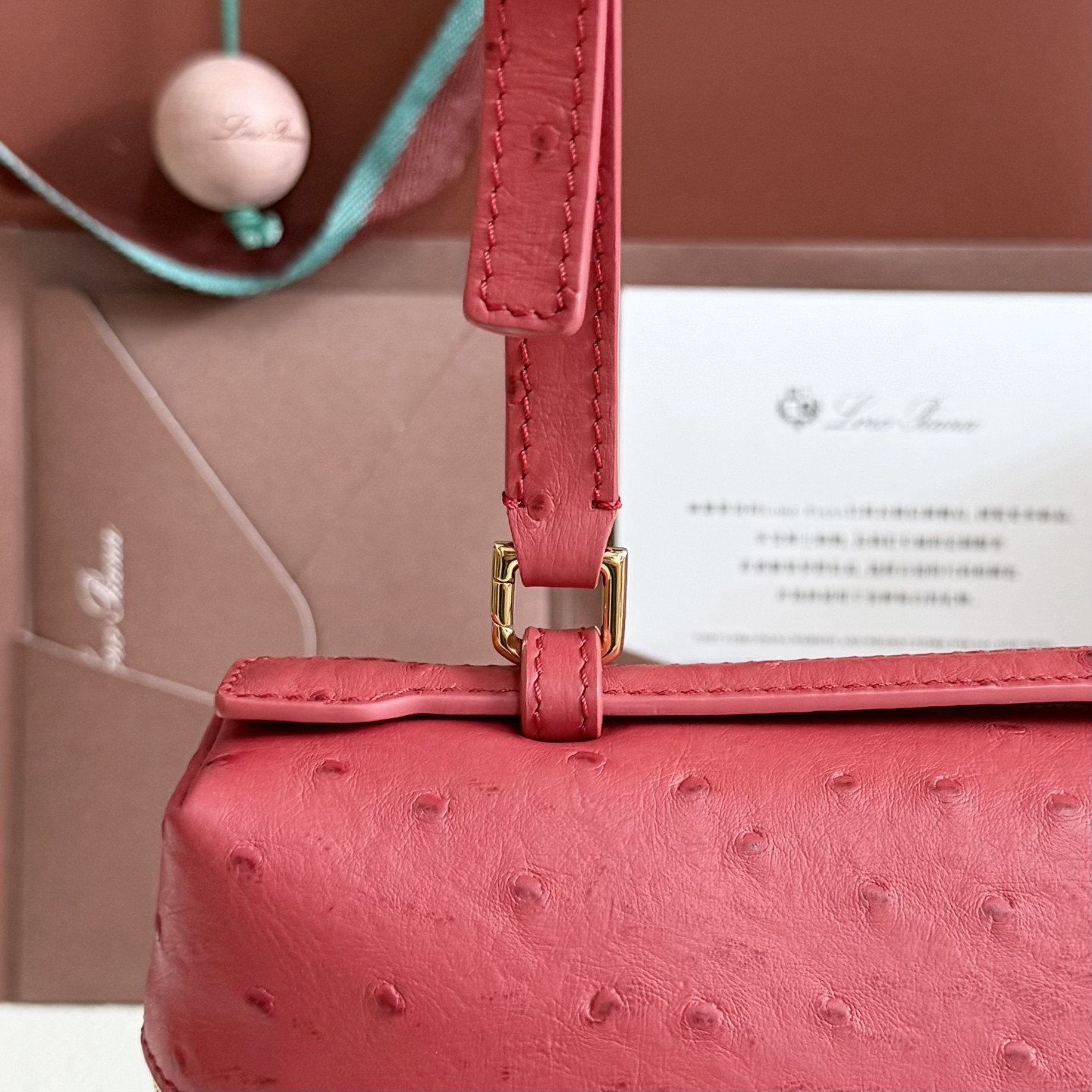 Loro Piana Extra Pocket L27 Ostrich-grained Leather 16x27x10cm