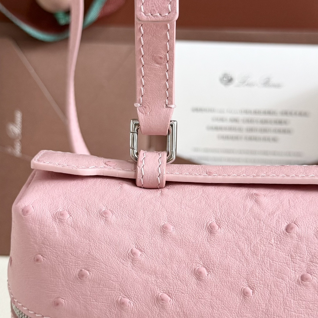 Loro Piana Extra Pocket L27 Ostrich-grained Leather 16x27x10cm