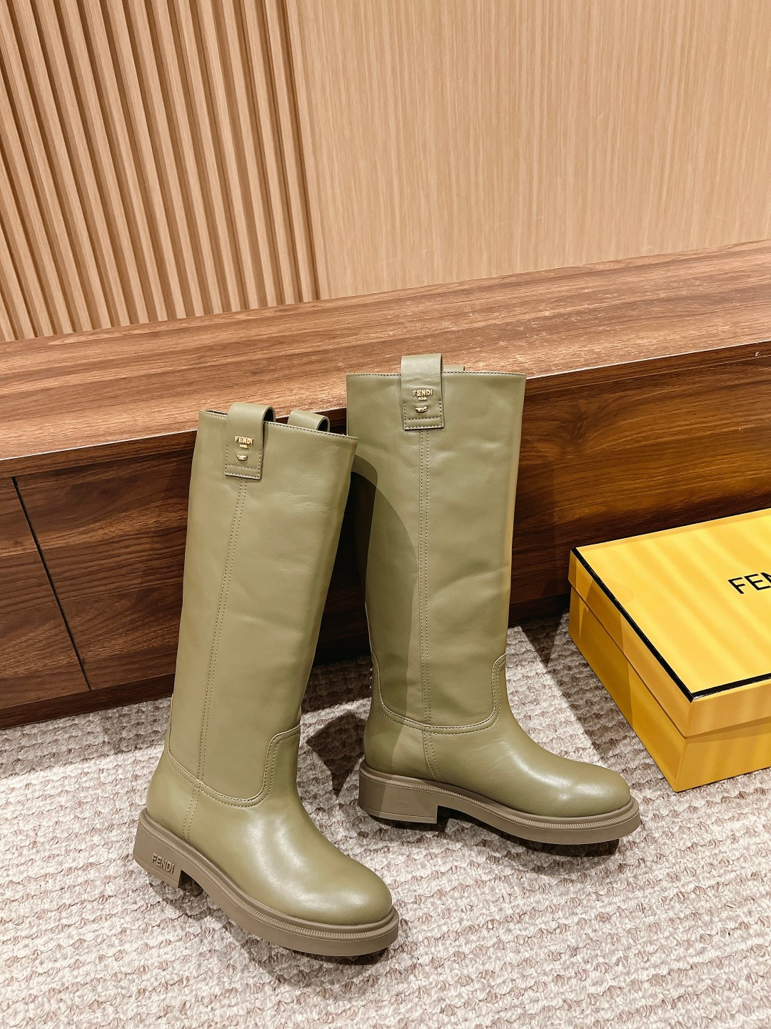 UA Fendi Filo Green Leather Boots
