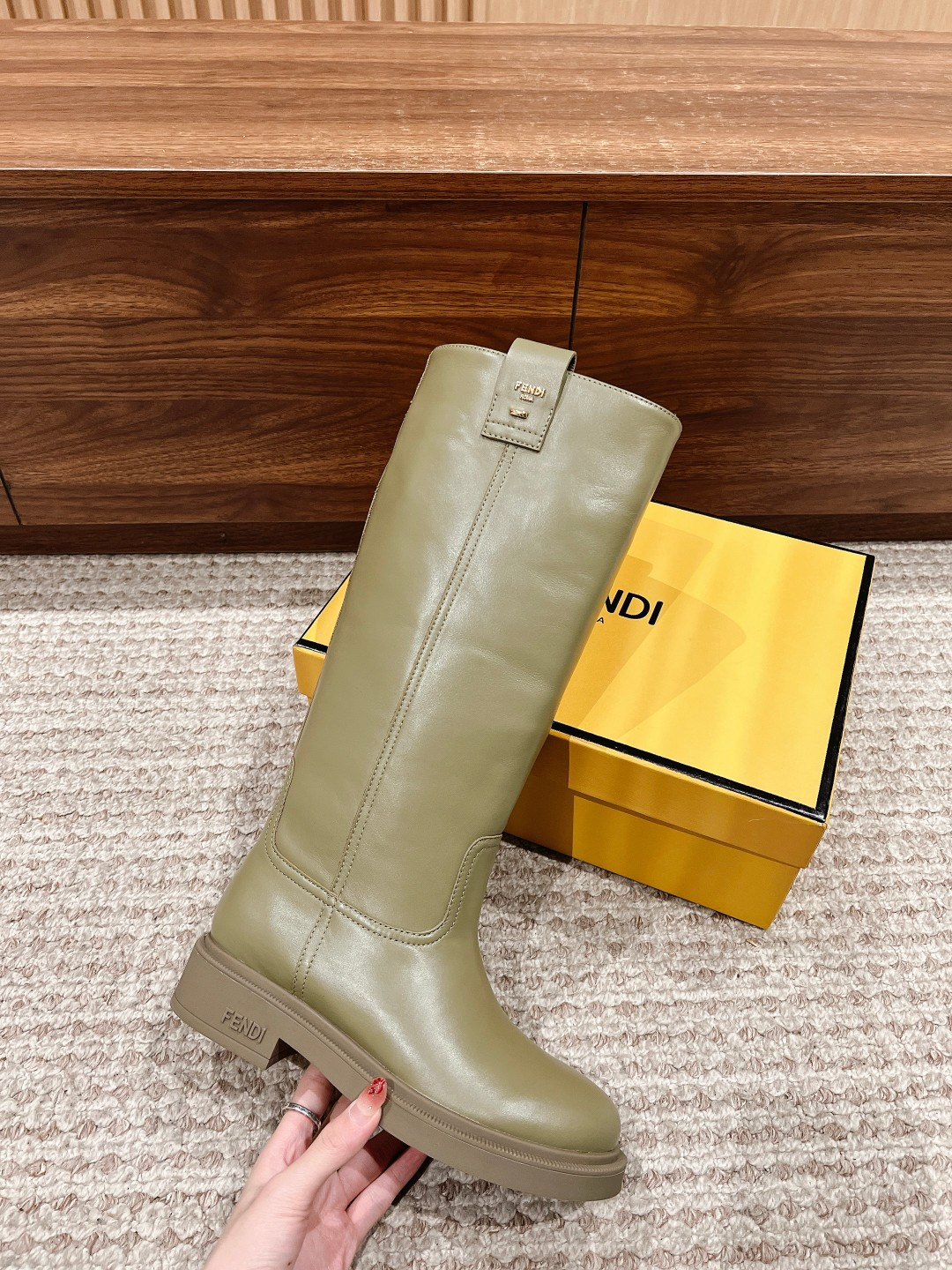 UA Fendi Filo Green Leather Boots
