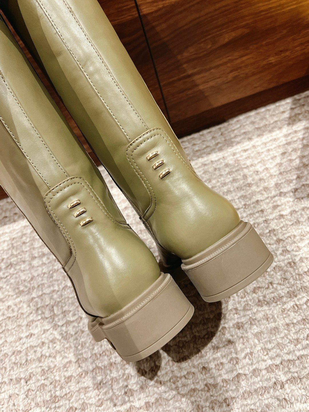 UA Fendi Filo Green Leather Boots