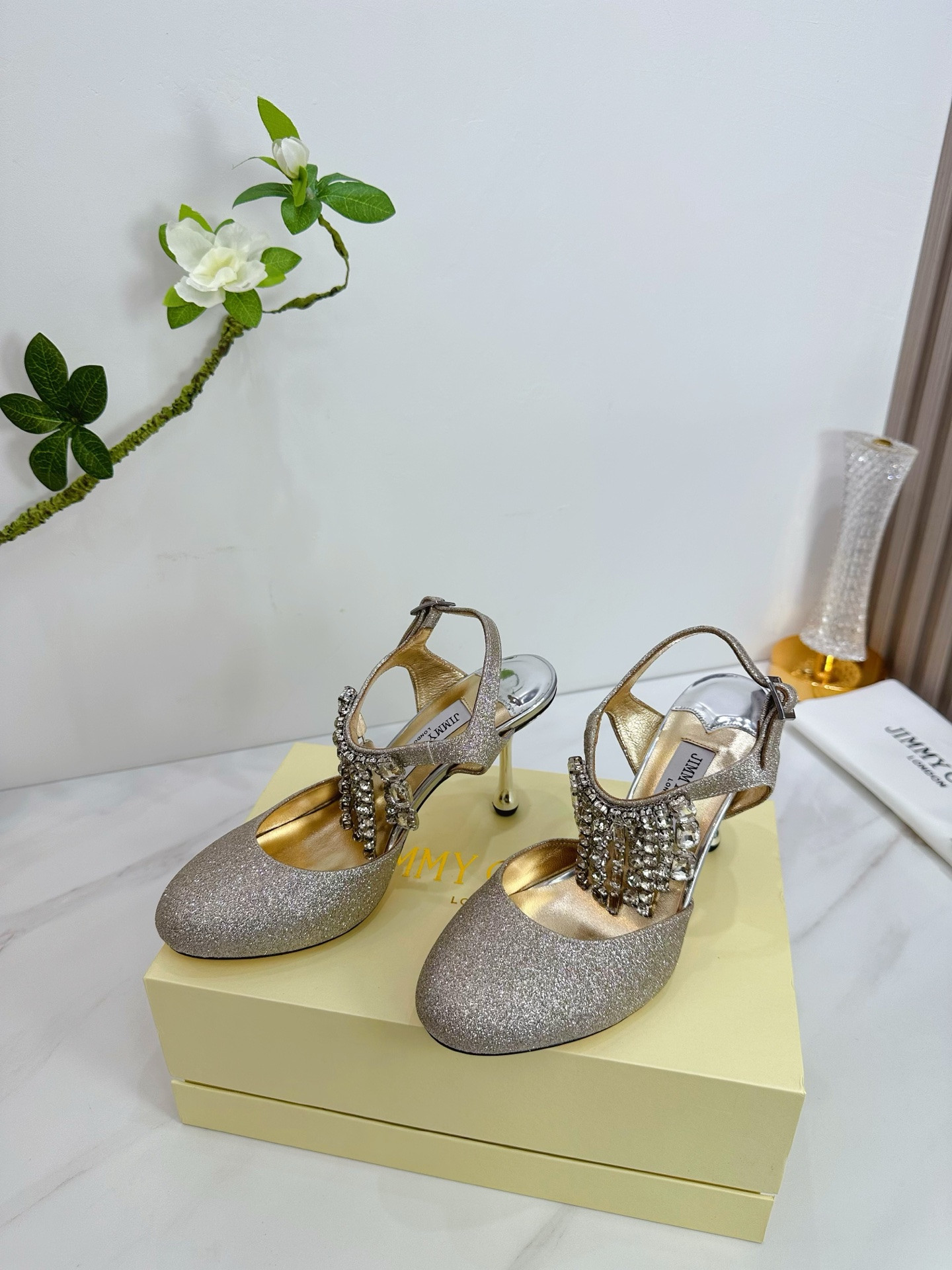 UA Jimmy Choo Verity Glitter Slingbacks 8.5cm