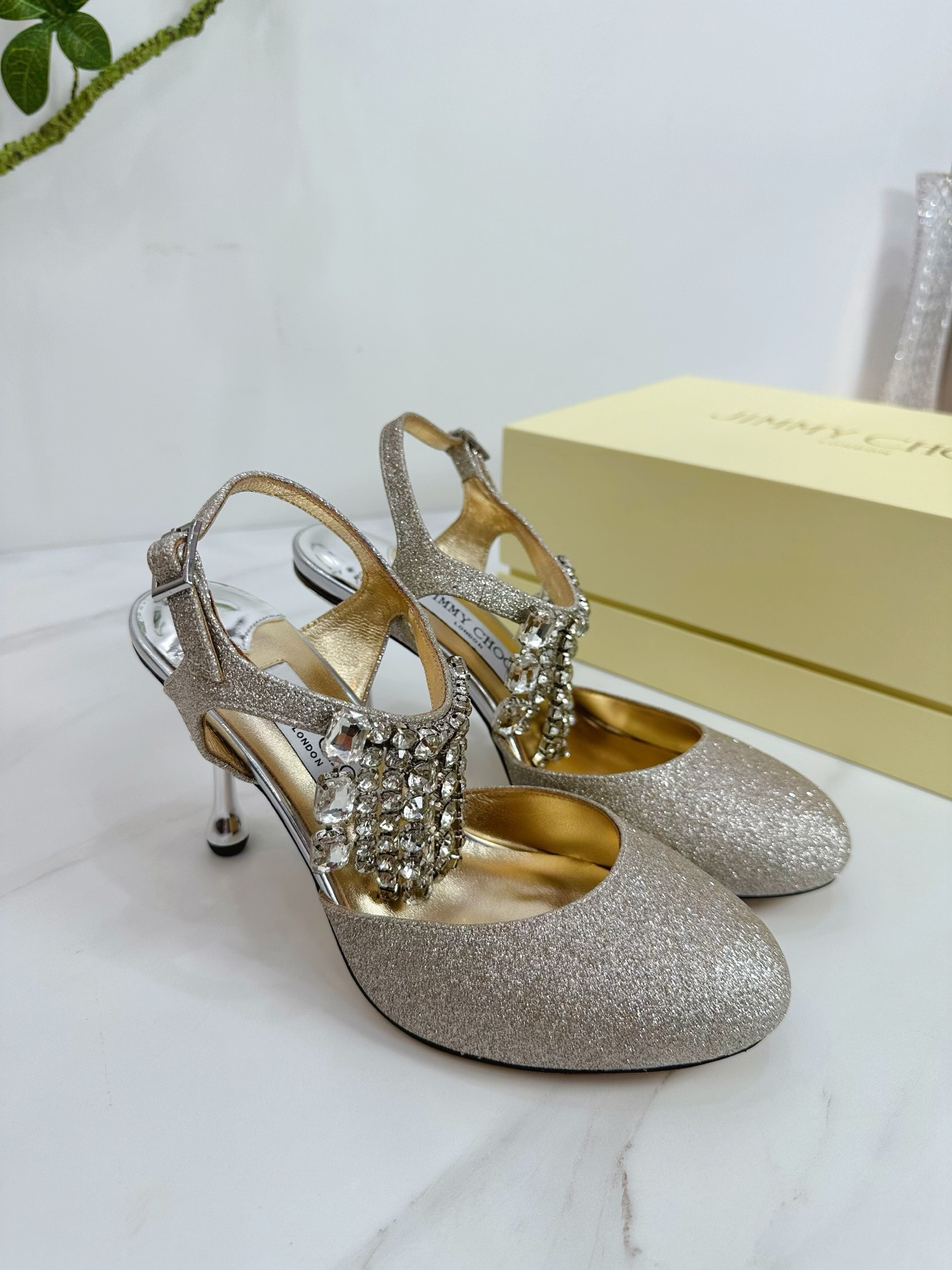 UA Jimmy Choo Verity Glitter Slingbacks 8.5cm