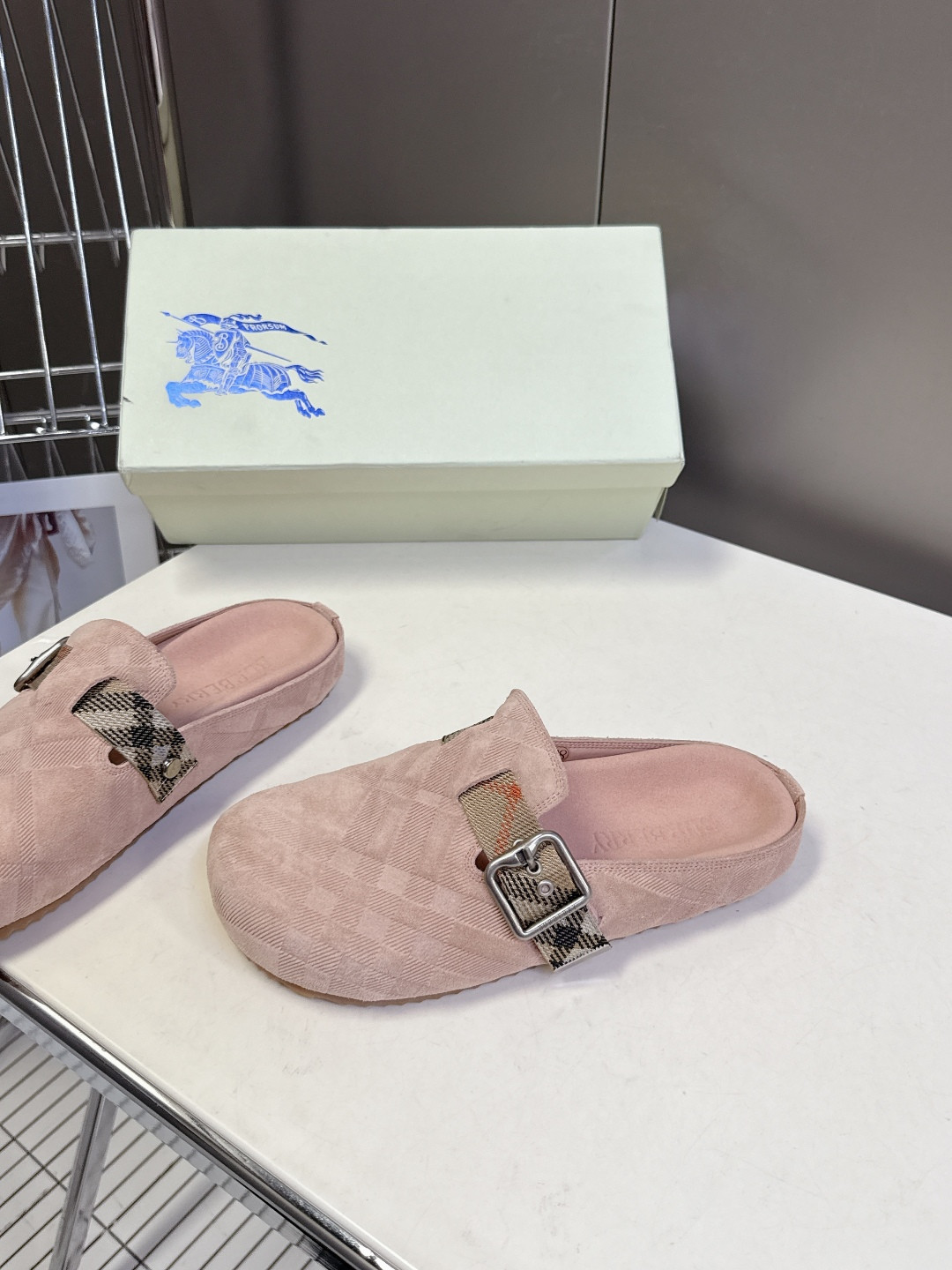 UA Burberry Check Suede Urchin Clogs